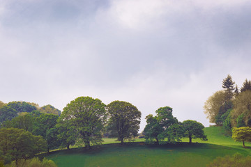 Landscape with hills of Snowdonia National Park UK