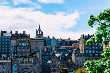 Naklejka premium Cityscape with Saint Giles Cathedral of Edinburgh in Scotland