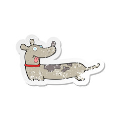 retro distressed sticker of a cartoon dog