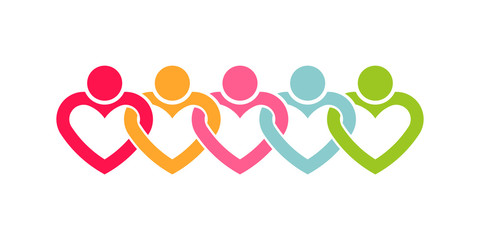 People Line of Hearts. Logo Illustration