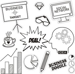 Set of business doodle on paper background