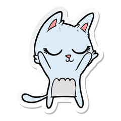 sticker of a calm cartoon cat