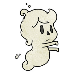 textured cartoon of a kawaii cute ghost
