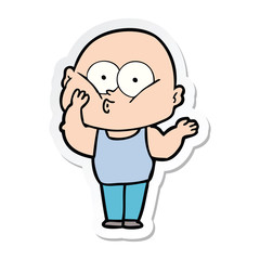 sticker of a cartoon bald man staring