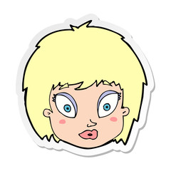 sticker of a cartoon surprised female face