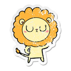 distressed sticker of a cartoon lion