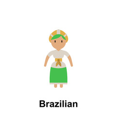 Brazilian, woman cartoon icon. Element of People around the world color icon. Premium quality graphic design icon. Signs and symbols collection icon for websites, web design