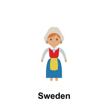 Sweden, woman cartoon icon. Element of People around the world color icon. Premium quality graphic design icon. Signs and symbols collection icon for websites, web design