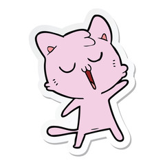 Obraz na płótnie Canvas sticker of a cartoon cat singing