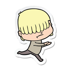 sticker of a cartoon boy with untidy hair