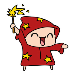 cartoon of a happy little wizard