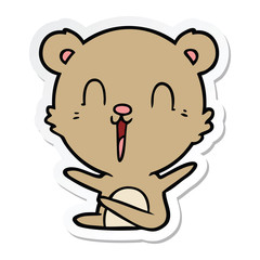 sticker of a happy laughing cartoon bear