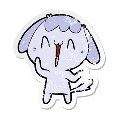 distressed sticker of a cute cartoon dog