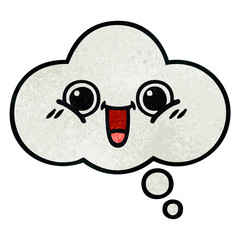 retro grunge texture cartoon thought bubble