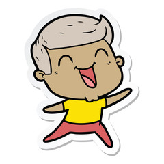 sticker of a cartoon man laughing