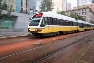 Plakat City Train Zooming Through Downtown