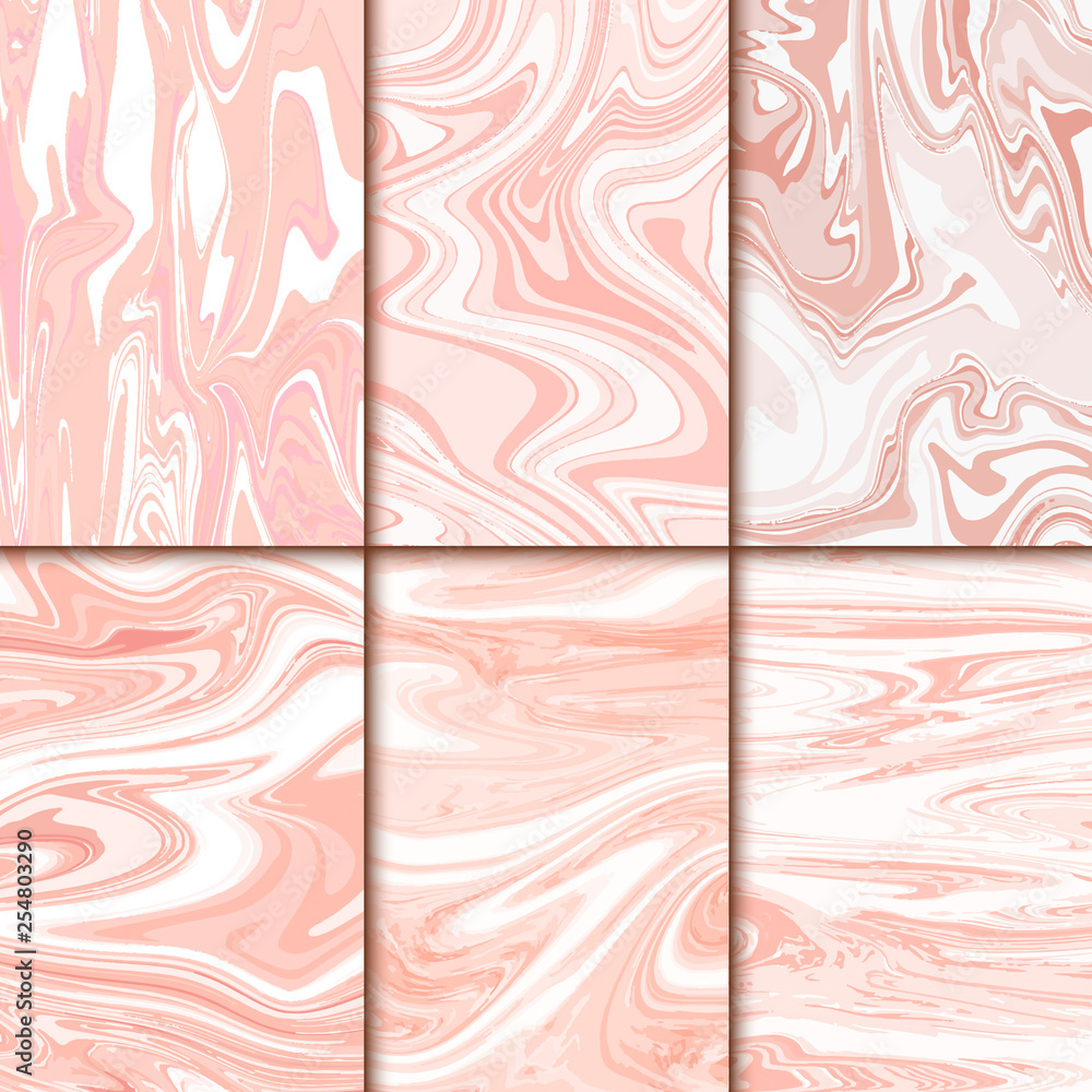 Wall mural pink marble illustration set