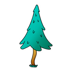 gradient cartoon doodle of woodland pine trees