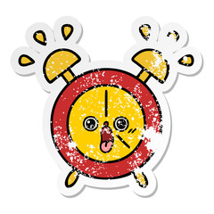 distressed sticker of a cute cartoon alarm clock