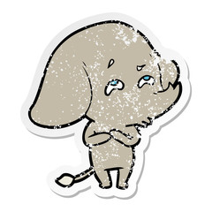 distressed sticker of a cartoon elephant remembering