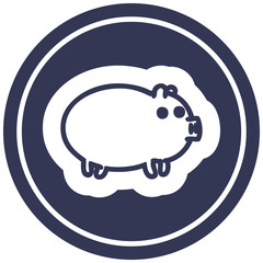 fat pig circular icon