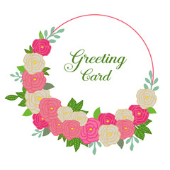 Vector illustration beautiful colorful rose flower frame with lettering of greeting cards
