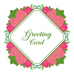 Vector illustration frames flower rose leaf green bloom with greeting cards