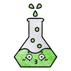 retro grunge texture cartoon science beaker