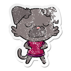 distressed sticker of a cartoon dog