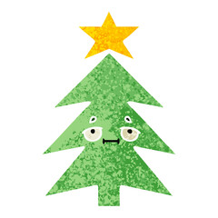 retro illustration style cartoon christmas tree