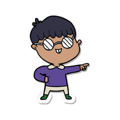 sticker of a cartoon boy wearing spectacles