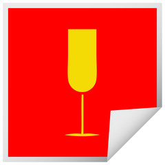 square peeling sticker cartoon champagne flute