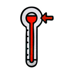 retro grunge texture cartoon hot thermometer