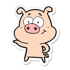 sticker of a cartoon pig pointing