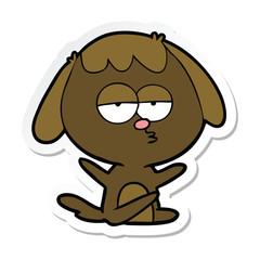 sticker of a cartoon bored dog