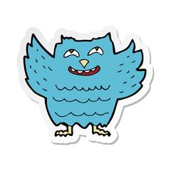 sticker of a cartoon happy owl