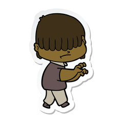 sticker of a cartoon boy with untidy hair