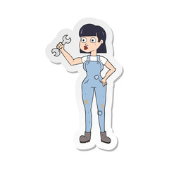 sticker of a cartoon mechanic woman
