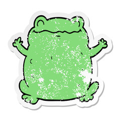 distressed sticker of a cartoon toad