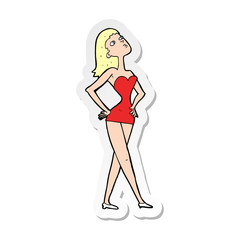 sticker of a cartoon woman in party dress