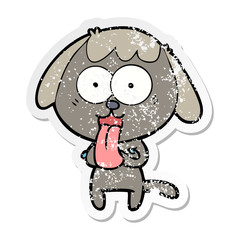 distressed sticker of a cute cartoon dog