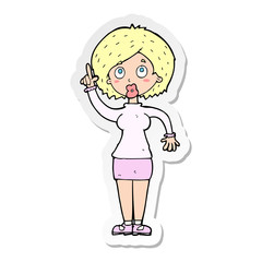 sticker of a cartoon woman with idea