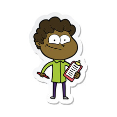sticker of a cartoon happy man