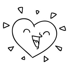 quirky line drawing cartoon happy heart