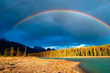 Rainbow Over The Athabasca River