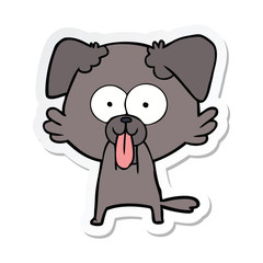 sticker of a cartoon dog with tongue sticking out