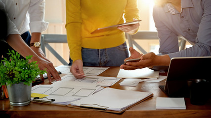 UI Designer drawing website UX layout app development