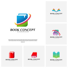 Set of Book Logo concept. Smart Learning Education Logo Design Template Vector. Icon Symbol