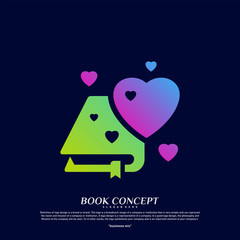 Love Book Logo concept. Heart Learning Education Logo Design Template Vector. Icon Symbol