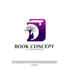 Science Book Logo concept. Nature People Learning Education Logo Design Template Vector. Icon Symbol